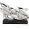 15.5" Silver Ceramic Dolphin Sculpture with Black Block Base